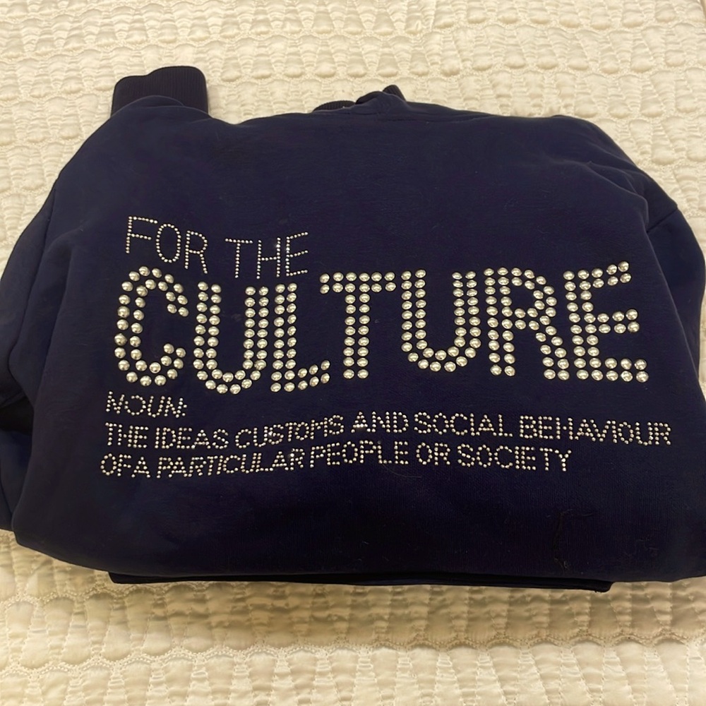 For the Culture Navy bedazzled hoodie